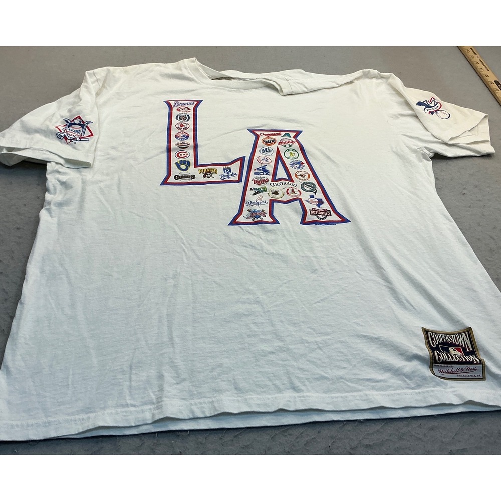 Mitchell & Ness MLB Cooperstown Collection LA Logo T-Shirt XXL White Baseball